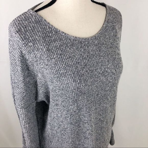 NWT Lucky Brand Ruffle Tie Long Sleeve Grey Top❤ - Picture 4 of 7